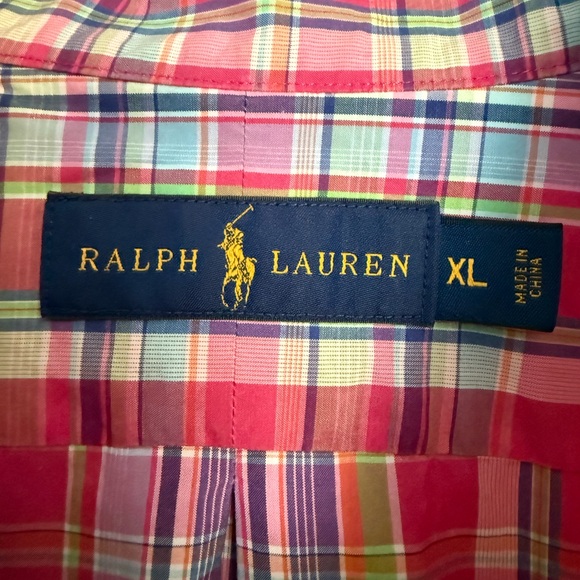 Ralph Lauren Men's Pink Vibrant Plaid Button-Down Long Sleeve Shirt Size XL - Picture 2 of 7